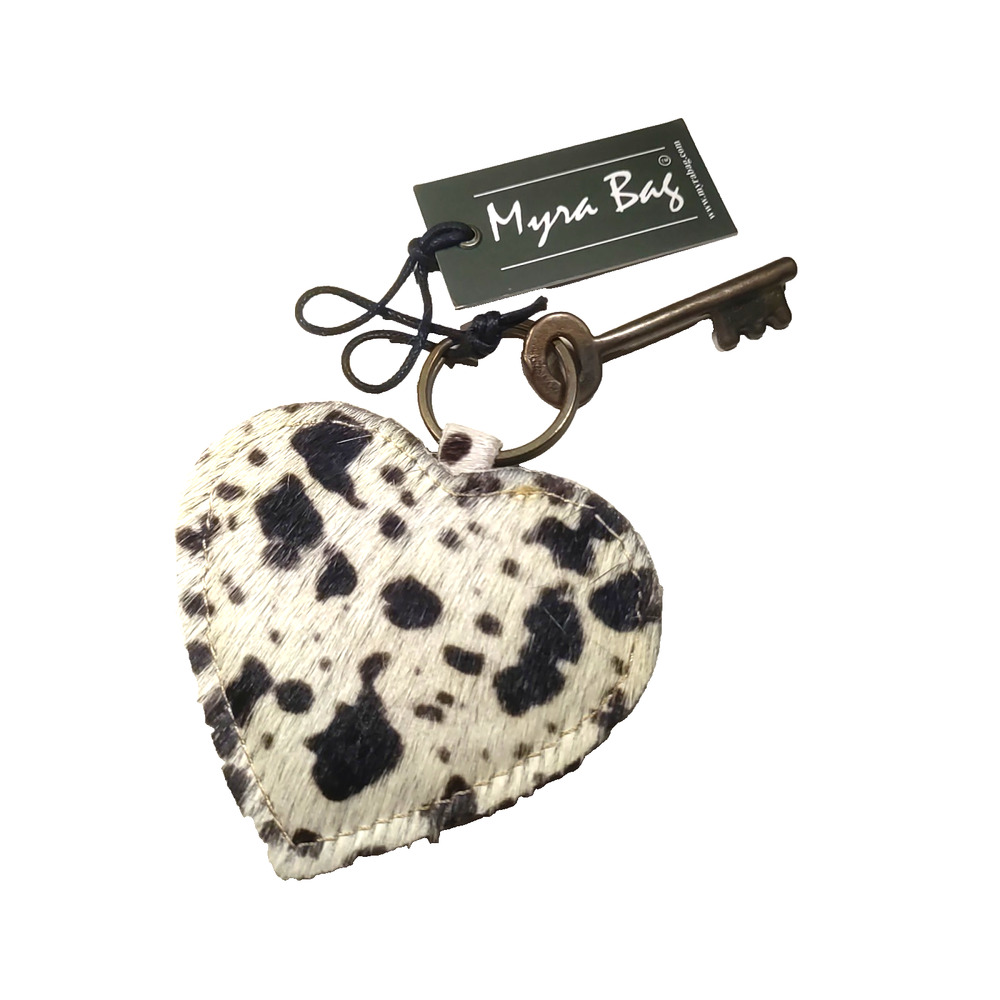Myra Bag Dalmatian Print Heart Keychain With Skeleton Key - Picture 2 of 5